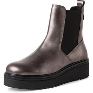 MARCO TOZZI Damen Chelsea Boots mit Plateau mit Reißverschluss, Silber (Gun Metal), 39 EU MARCO TOZZI Damen Chelsea Boots mit Plateau mit Reißverschluss, Silber (Gun Metal), 39 EU