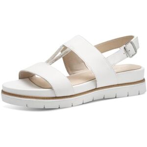 Tamaris Comfort Damen Sandalen flach aus Leder mit Glitzerdetails, Weiß (White), 40 EU Tamaris Comfort Damen Sandalen flach aus Leder mit Glitzerdetails, Weiß (White), 40 EU