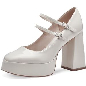 Tamaris Damen Pumps mit Riemchen Vegan Blockabsatz; Ivory/beige; 39 Tamaris Damen Pumps mit Riemchen Vegan Blockabsatz; Ivory/beige; 39