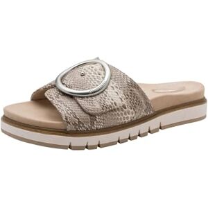 Tamaris Damen Wide Fit Pantoletten flach mit Klettverschluss und Schnalle, beige (beige Snake), 37 EU Tamaris Damen Wide Fit Pantoletten flach mit Klettverschluss und Schnalle, beige (beige Snake), 37 EU