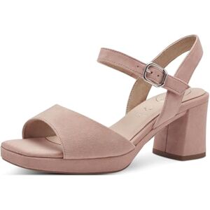 Tamaris Damen Wide Fit Damen Sandalen mit Absatz aus Leder mit verstellbarem Riemen, rosa (Rose Suede), 37 EU Tamaris Damen Wide Fit Damen Sandalen mit Absatz aus Leder mit verstellbarem Riemen, rosa (Rose Suede), 37 EU
