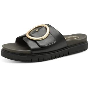 Tamaris Damen Wide Fit Pantoletten flach mit Klettverschluss und Schnalle, schwarz (Black Nappa), 39 EU Tamaris Damen Wide Fit Pantoletten flach mit Klettverschluss und Schnalle, schwarz (Black Nappa), 39 EU