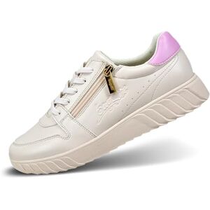 Bugatti Damen-Beige-Sneaker mit Lila-Akzenten, Reißverschluss-Detail, Logo-Elementen und gestreiftem Sohlenmuster beige/Trends 36 EU Bugatti Damen-Beige-Sneaker mit Lila-Akzenten, Reißverschluss-Detail, Logo-Elementen und gestreiftem Sohlenmuster beige/Trends 36 EU