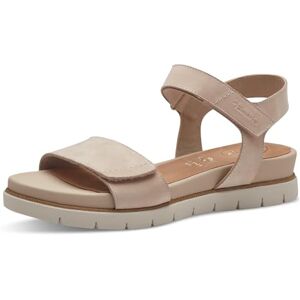 Tamaris Damen Wide Fit Damen Sandalen flach aus Leder mit Klettverschluss, beige (beige Nubuk), 36 EU Tamaris Damen Wide Fit Damen Sandalen flach aus Leder mit Klettverschluss, beige (beige Nubuk), 36 EU