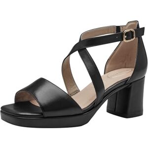 Tamaris Comfort Damen Sandalen mit Absatz aus Leder mit verstellbarem Riemen, Schwarz (Black), 36 EU Tamaris Comfort Damen Sandalen mit Absatz aus Leder mit verstellbarem Riemen, Schwarz (Black), 36 EU