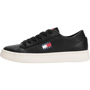 Tommy Jeans Damen Court Sneaker Lightweight aus Leder, Schwarz (Black), 38 Tommy Jeans Damen Court Sneaker Lightweight aus Leder, Schwarz (Black), 38