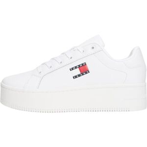 Tommy Jeans Damen Flatform Sneaker mit Plateau, Weiß (White), 42 Tommy Jeans Damen Flatform Sneaker mit Plateau, Weiß (White), 42