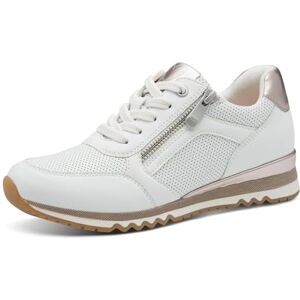 MARCO TOZZI Damen Sneaker flach mit Reißverschluss Vegan, Weiß (White/Rose), 41 EU MARCO TOZZI Damen Sneaker flach mit Reißverschluss Vegan, Weiß (White/Rose), 41 EU