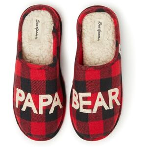 Dearfoams Herren-Hausschuhe mit Aufschrift „Papa“ und „Bear“, Buffalo Plaid, 13-14 Dearfoams Herren-Hausschuhe mit Aufschrift „Papa“ und „Bear“, Buffalo Plaid, 13-14