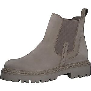 MARCO TOZZI Damen Chelsea Boots aus Leder Blockabsatz, Braun (Taupe Nubuck), 37 MARCO TOZZI Damen Chelsea Boots aus Leder Blockabsatz, Braun (Taupe Nubuck), 37