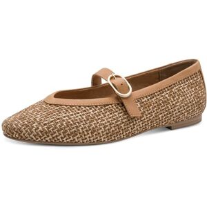 MARCO TOZZI Damen Ballerinas weiches Feel Me Fußbett weiches Innenfutter Vegan Strap, braun (NUT Comb), 37 EU MARCO TOZZI Damen Ballerinas weiches Feel Me Fußbett weiches Innenfutter Vegan Strap, braun (NUT Comb), 37 EU