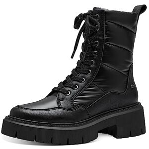 MARCO TOZZI Damen Stiefeletten zum Schnüren aus Leder Plateau, Schwarz (Black Met.Comb), 38 MARCO TOZZI Damen Stiefeletten zum Schnüren aus Leder Plateau, Schwarz (Black Met.Comb), 38