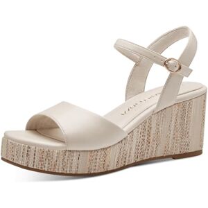 MARCO TOZZI Damen Sandalen mit Keilabsatz mit Verstellbarem Riemen Bequem, Beige (Cream), 40 EU MARCO TOZZI Damen Sandalen mit Keilabsatz mit Verstellbarem Riemen Bequem, Beige (Cream), 40 EU