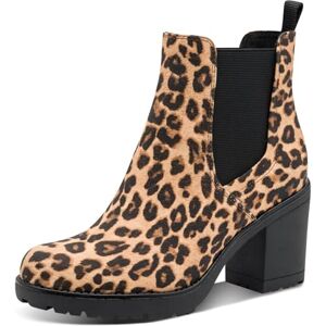 MARCO TOZZI Damen Chelsea Boots mit Blockabsatz Vegan, Mehrfarbig (Leo Beige), 36 EU MARCO TOZZI Damen Chelsea Boots mit Blockabsatz Vegan, Mehrfarbig (Leo Beige), 36 EU