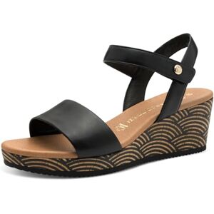 MARCO TOZZI Damen Sandalen mit Keilabsatz mit Lederanteil Sommer, Schwarz (Black), 36 EU MARCO TOZZI Damen Sandalen mit Keilabsatz mit Lederanteil Sommer, Schwarz (Black), 36 EU