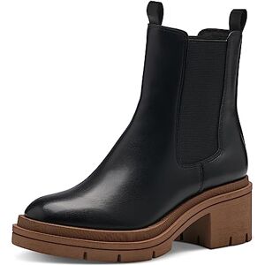 MARCO TOZZI Damen Chelsea Boots aus Kunstleder mit Absatz, Schwarz (Black/Nature), 39 MARCO TOZZI Damen Chelsea Boots aus Kunstleder mit Absatz, Schwarz (Black/Nature), 39