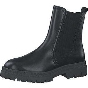 MARCO TOZZI Damen Chelsea Boots aus Leder mit Absatz, Schwarz (Black/Khaki), 38 MARCO TOZZI Damen Chelsea Boots aus Leder mit Absatz, Schwarz (Black/Khaki), 38