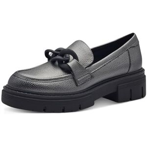 MARCO TOZZI Damen Loafer ohne Absatz Vegan mit Plateau, Silber (Pewter), 38 EU MARCO TOZZI Damen Loafer ohne Absatz Vegan mit Plateau, Silber (Pewter), 38 EU