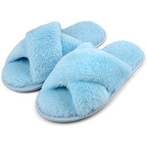 riemot Damen Hausschuhe Flauschig, Plüsch Pantoffeln Damen mit Kreuzband, Offener Zehenpartie, Memory Foam, Rutschhemmender TPR-Sohle, Home Slippers für Zuhause, Blau, gr.38-39 riemot Damen Hausschuhe Flauschig, Plüsch Pantoffeln Damen mit Kreuzband, Offener Zehenpartie, Memory Foam, Rutschhemmender TPR-Sohle, Home Slippers für Zuhause, Blau, gr.38-39