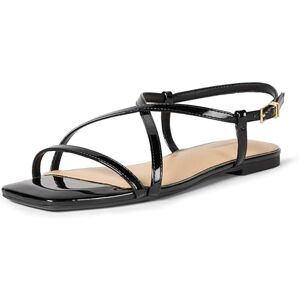 Amazon Essentials Damen Sandalen mit flachem Riemen, Schwarzes Lack, 38.5 EU Amazon Essentials Damen Sandalen mit flachem Riemen, Schwarzes Lack, 38.5 EU