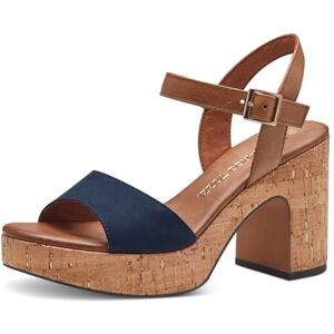 MARCO TOZZI Damen Sandalen mit Absatz Plateausohle Verstellbarer Riemen, Blau (Navy Comb), 37 EU MARCO TOZZI Damen Sandalen mit Absatz Plateausohle Verstellbarer Riemen, Blau (Navy Comb), 37 EU