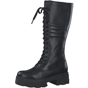MARCO TOZZI Damen Langschaftstiefel ohne Absatz aus Leder Plateau, Schwarz (Black), 38 MARCO TOZZI Damen Langschaftstiefel ohne Absatz aus Leder Plateau, Schwarz (Black), 38