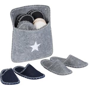 Relaxdays Gästehausschuhe 6 Paar, Hausschuhe Set mit Tasche, Größen 36-45, Filzpantoffeln, Antirutsch-Sohle, Mehrfarbig Relaxdays Gästehausschuhe 6 Paar, Hausschuhe Set mit Tasche, Größen 36-45, Filzpantoffeln, Antirutsch-Sohle, Mehrfarbig