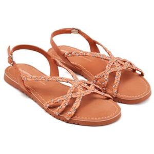 GIOSEPPO Wiota-Sandalen aus Leder, Bast und Glanz, Rostrot (TEJA), 38 EU GIOSEPPO Wiota-Sandalen aus Leder, Bast und Glanz, Rostrot (TEJA), 38 EU