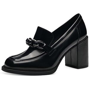 MARCO TOZZI Damen Loafer mit Absatz aus Kunstleder mit Kette, Schwarz (Black Brush), 39 MARCO TOZZI Damen Loafer mit Absatz aus Kunstleder mit Kette, Schwarz (Black Brush), 39