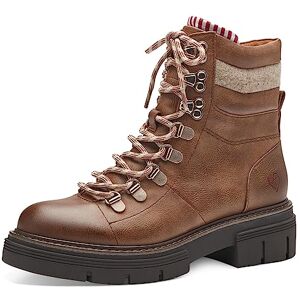 MARCO TOZZI Damen Stiefeletten zum Schnüren aus Kunstleder Plateau, Braun (Cognac Comb), 38 MARCO TOZZI Damen Stiefeletten zum Schnüren aus Kunstleder Plateau, Braun (Cognac Comb), 38