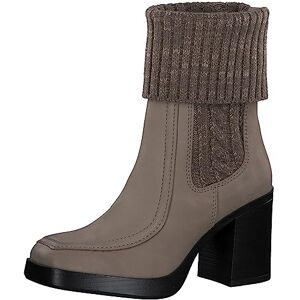 MARCO TOZZI Damen Stiefeletten mit Absatz aus Leder mit Stoffbund, Braun (Taupe Nubuck), 38 MARCO TOZZI Damen Stiefeletten mit Absatz aus Leder mit Stoffbund, Braun (Taupe Nubuck), 38