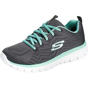 Skechers Damen Graceful Get Connected Sneakers, Charcoal Mesh / Green Trim, 40 EU Skechers Damen Graceful Get Connected Sneakers, Charcoal Mesh / Green Trim, 40 EU