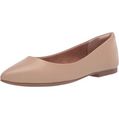 Amazon Essentials Damen Ballerinas mit spitzem Zehenbereich, Beige Kunstleder, 41 EU Weit Amazon Essentials Damen Ballerinas mit spitzem Zehenbereich, Beige Kunstleder, 41 EU Weit