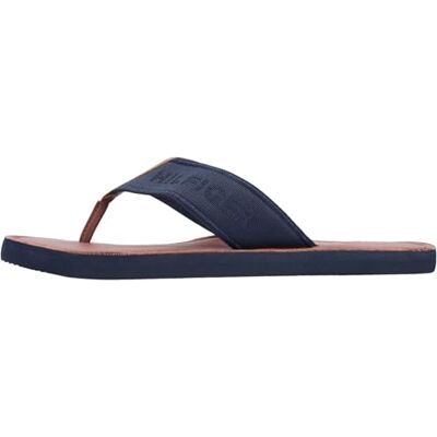 Tommy Hilfiger Herren Flip Flops Leather Beach Sandal mit Gurtband-Riemen, Blau (Desert Sky), 40 Tommy Hilfiger Herren Flip Flops Leather Beach Sandal mit Gurtband-Riemen, Blau (Desert Sky), 40