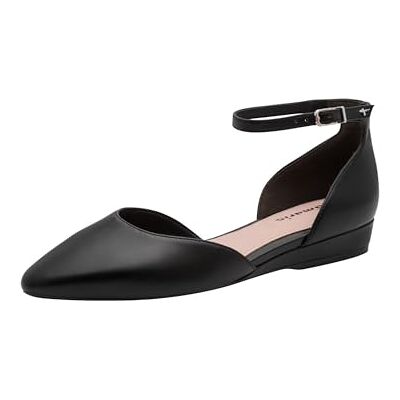 Tamaris Damen Ballerina mit Strap flach, schwarz, 42 EU Tamaris Damen Ballerina mit Strap flach, schwarz, 42 EU