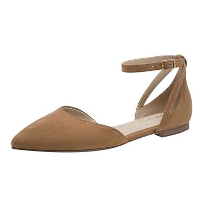 Tamaris Damen Ballerina mit Strap flach, braun, 41 EU Tamaris Damen Ballerina mit Strap flach, braun, 41 EU