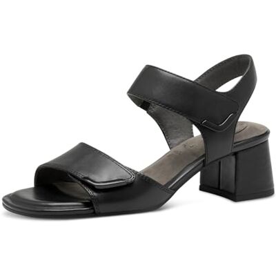 Tamaris Comfort Damen Sandalen mit Absatz aus Leder mit Blockabsatz, Schwarz (Black Nappa), 38 EU Tamaris Comfort Damen Sandalen mit Absatz aus Leder mit Blockabsatz, Schwarz (Black Nappa), 38 EU