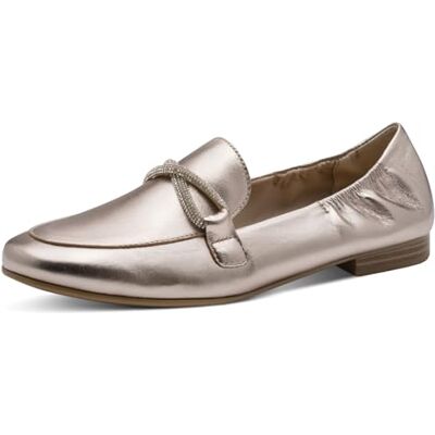 MARCO TOZZI Damen Slipper weiches Feel Me Fußbett Leder weiches Innenfutter Elegante, metallic (Platinum), 39 EU MARCO TOZZI Damen Slipper weiches Feel Me Fußbett Leder weiches Innenfutter Elegante, metallic (Platinum), 39 EU
