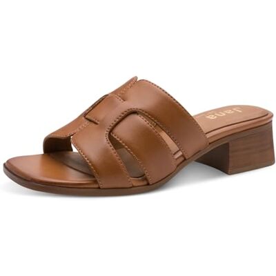 Jana Damen Softline Leather Mule Heel 8-27766-46 Sandale mit Absatz, Cognac, 38 EU Jana Damen Softline Leather Mule Heel 8-27766-46 Sandale mit Absatz, Cognac, 38 EU