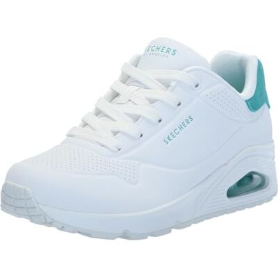 Skechers Damen Pop Back UNO, White Durabuck Mint Suede Trim, 36 EU Skechers Damen Pop Back UNO, White Durabuck Mint Suede Trim, 36 EU