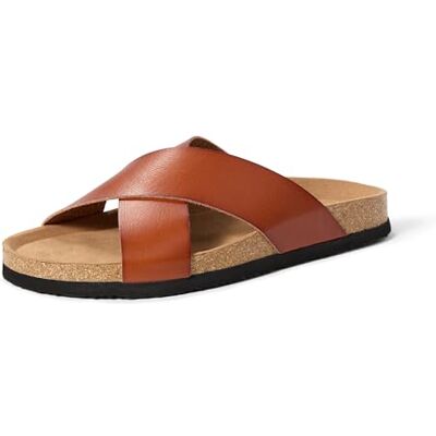 Amazon Essentials Herren Crossover-Sandalen aus Kork in Kunstleder, Hellbraun, 12 Amazon Essentials Herren Crossover-Sandalen aus Kork in Kunstleder, Hellbraun, 12
