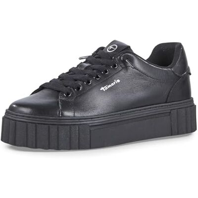 Tamaris Damen Sneaker Leder bequem; Black, EU 39 Tamaris Damen Sneaker Leder bequem; Black, EU 39