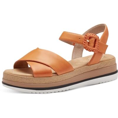 Tamaris Comfort Damen Sandalen flach aus Leder mit Klettverschluss, Orange (Orange), 40 EU Tamaris Comfort Damen Sandalen flach aus Leder mit Klettverschluss, Orange (Orange), 40 EU