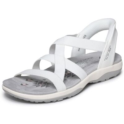 Skechers Slip-ins Reggae Slim Stretch Flex Hands Free Damensandalen, Weiss/opulenter Garten, 42 EU Skechers Slip-ins Reggae Slim Stretch Flex Hands Free Damensandalen, Weiss/opulenter Garten, 42 EU
