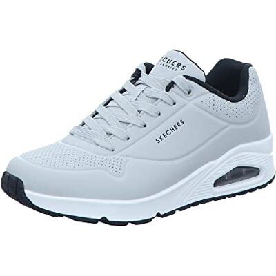Skechers Herren UNO Stand ON AIR Sneaker, Light Gray Durabuck/Black Trim, 45 EU Skechers Herren UNO Stand ON AIR Sneaker, Light Gray Durabuck/Black Trim, 45 EU
