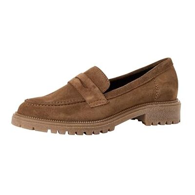 Tamaris Damen Loafer flach Leder, braun, 42 EU Tamaris Damen Loafer flach Leder, braun, 42 EU