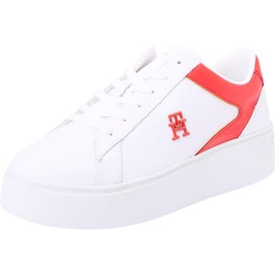 Tommy Hilfiger Damen Canvas Sneaker mit Plateau, Weiß (White), 38 Tommy Hilfiger Damen Canvas Sneaker mit Plateau, Weiß (White), 38
