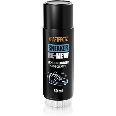 KRAFTPROTZ Schuhreiniger Sneaker mit Bürste 50 ml – Reinigungsschaum für Schuhe – entfernt Schmutz & Flecken – ohne Ausspülen – Sneaker RE-NEW KRAFTPROTZ Schuhreiniger Sneaker mit Bürste 50 ml – Reinigungsschaum für Schuhe – entfernt Schmutz & Flecken – ohne Ausspülen – Sneaker RE-NEW