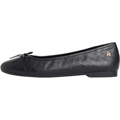 Tommy Hilfiger Damen Ballerinas mit Monogramm-Prägung, Schwarz (Black), 41 Tommy Hilfiger Damen Ballerinas mit Monogramm-Prägung, Schwarz (Black), 41