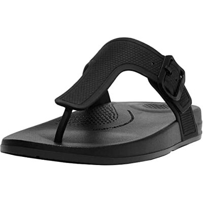 Fitflop Damen Iqushion Zehensteg Flache Sandale, Schwarz, 38 EU Fitflop Damen Iqushion Zehensteg Flache Sandale, Schwarz, 38 EU